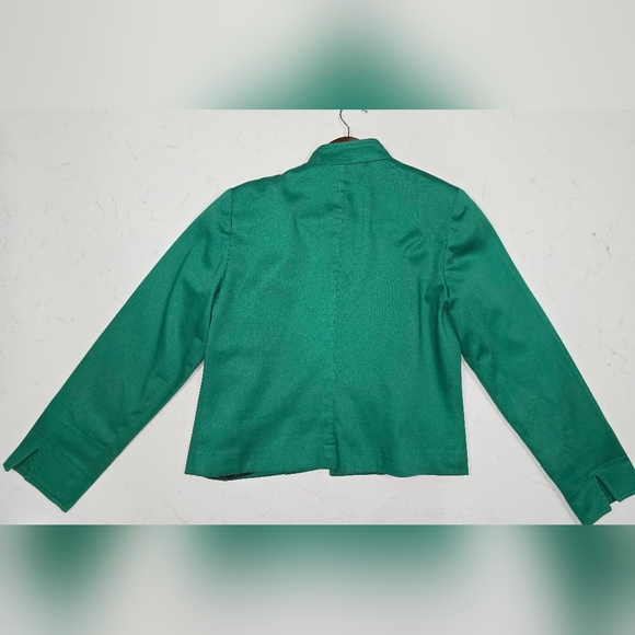 Chico's Green Blazer W/ Gold Zipper Pockets Size 0 - Picture 4 of 12